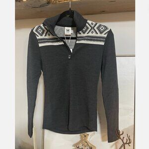NWT Grey Merino Wool Dale Of Norway Women’s SIZE XS Cortina Quarter-Zip Sweater